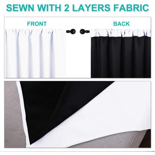 NICETOWN White Kitchen Blackout Curtains 37 x 45 inches Long for Window
