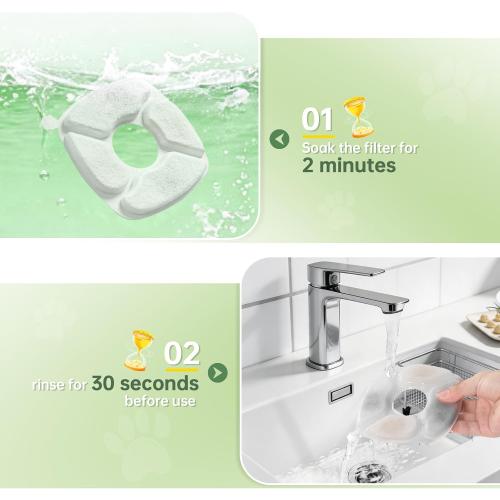 Cat Water Fountain Replacement Filters-12 Pack Cat Fountain Filters with 12 Pack Sponges, Enhanced Compatibility Pet Fountain Filter Fit for 50oz, 84oz, 95oz or 108oz Automatic Pet Dog Water Dispenser