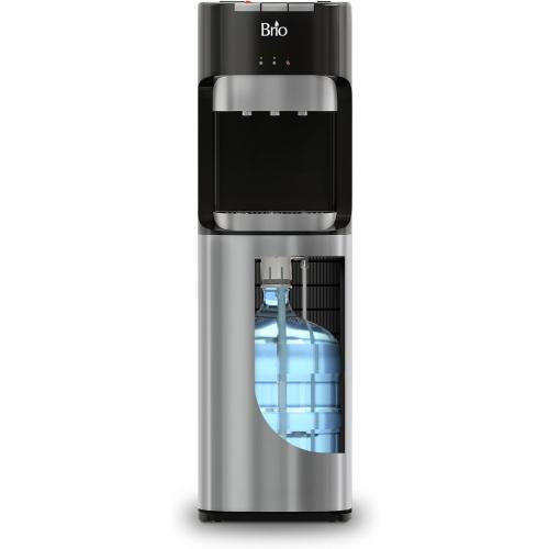 Brio Bottom Loading Water Cooler Dispenser for 5 Gallon Bottles - 3 Temperatures with Hot, Room & Cold Spouts, Child Safety Lock, LED Display with Empty Bottle Alert, Stainless Steel