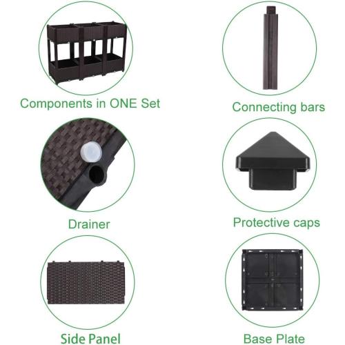 VINGLI Square Raised Garden Bed, Self-Watering Plastic Planter for Indoor Outdoor Vegetables, Fruits, Potato, Flowers, All Weather (6 Pcs)