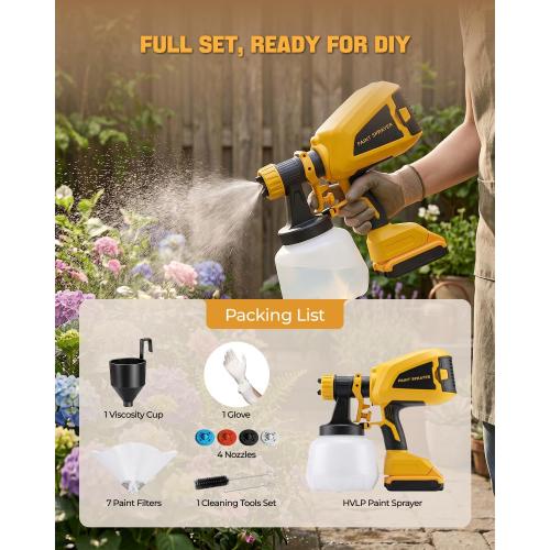 Cordless Paint Sprayer Fits for DEWALT 20V MAX Battery (No Battery)