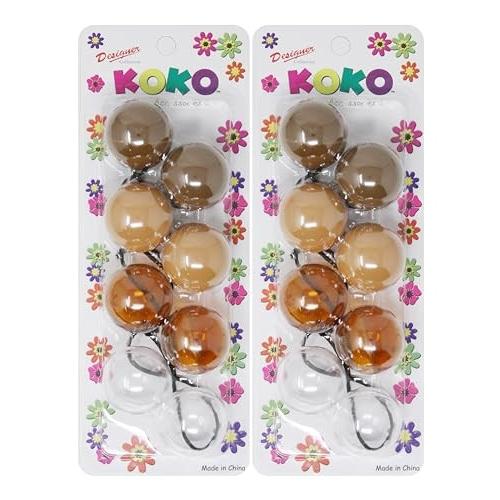 KOKO - Priemum 8 Pcs X-LARGE Bubble Ball Hair Ties. Elastics Ties 32mm Ball Bubble Ponytail Holders. Colorful Elastic Accessories for Baby Kids Childr