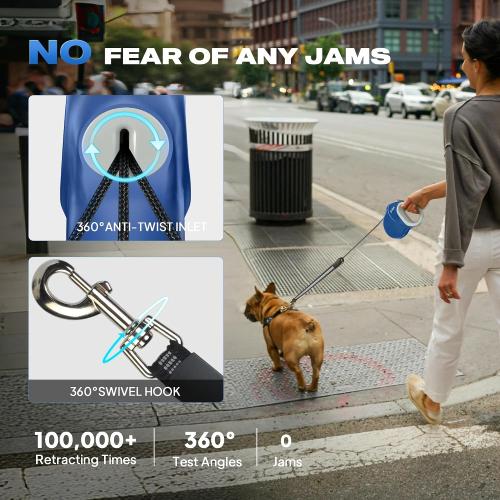Fida Upgraded Retractable Dog Leash, 30ft, Heavy Duty, Blue