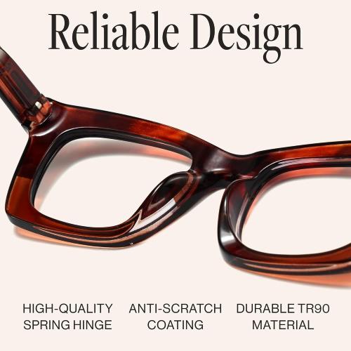 CCVOO Stylish Reading Glasses for Women, Stylish Eyeglasses, Blue Light Readers, Cheaters