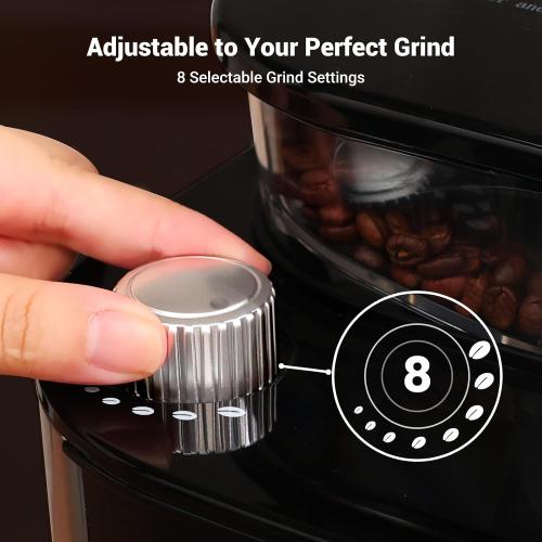 Gevi 10-Cup Grind-And-Brew Drip Coffee Maker with Built-In Burr Grinder | Programmable Timer, 1.5L Water Tank, 2-Hour Auto Keep-Warm, Durable Reusable Permanent Filter for Daily Coffee Brewing