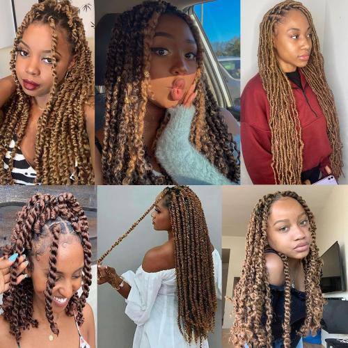 8 Packs Pre-Separated Spring Twsit 30 Inch Soft Springy Afro Twist Hair For Soft Faux Locs Honey Brown Long Marley Twist Crochet Braiding Synthetic Hair Extension For Women (8 Strands/Pack,30#)
