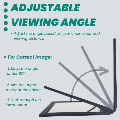Adjustable Face Down Mirror for Vitrectomy Recovery - 10 x 7, Black