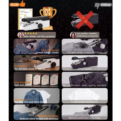 2026 Upgraded Handheld Sewing Machine 【Anti-Tangling・Tested 10000 】, Black