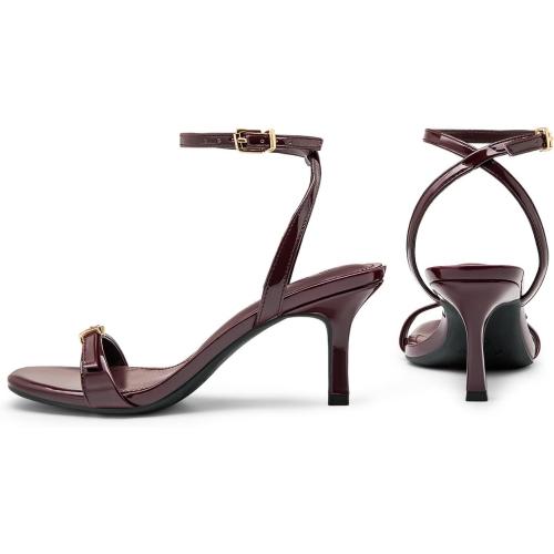 Athlefit Kitten Heels for Women Square Open Toe Ankle Strap Heeled Sandals 6.5