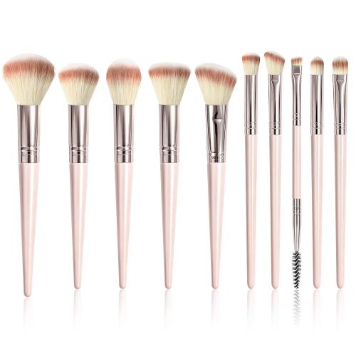 10 PCS Pink Makeup Brush Set, Premium Synthetic Travel Makeup Brushes