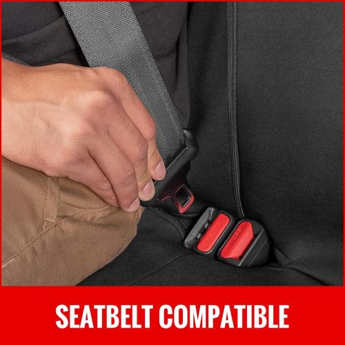 AUTOYOUTH Beige Seat Covers Front Seats Only, 3D Tyre Embossed Breathable Bucket Covers, Airbag Compatible, Quick Setup Universal Fit for Sedan, SUV, Truck, Van