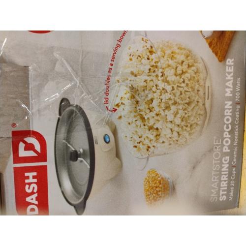 Dash SmartStore® Stirring Popcorn Maker - Electric Popcorn Machine with Butter-Melting Tray & Clear Serving Bowl - Features Stirring Bar - 24 Cups, White‼️light dirt‼️