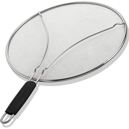 Splatter Screen for Frying Pan - 15 Inch Stainless Steel Grease Splatter Guard - Cover Oil Splash when Sizzling Bacon, Cooking Fried Chicken or Popcorn