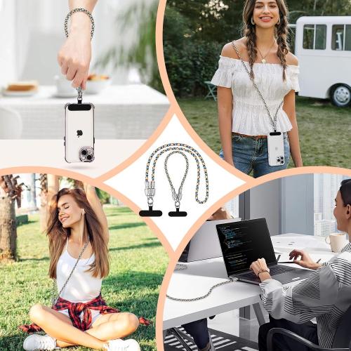 Phone Lanyard Built-in USB-C to USB-C Fast Charging Cable, 2Pack 65W High Speed Nylon Data Transfer Cord Crossbody Wrist Strap for iPhone 17 16 15,Samsung S25 S24 Ultra/FE,Moto Razr/Edge 2025,Pixel 10