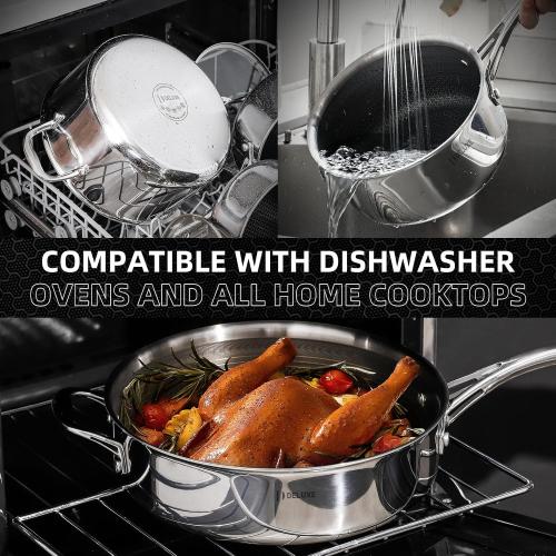 Deluxe 13 Piece Hybrid Ceramic Nonstick Stainless Steel Cookware Set