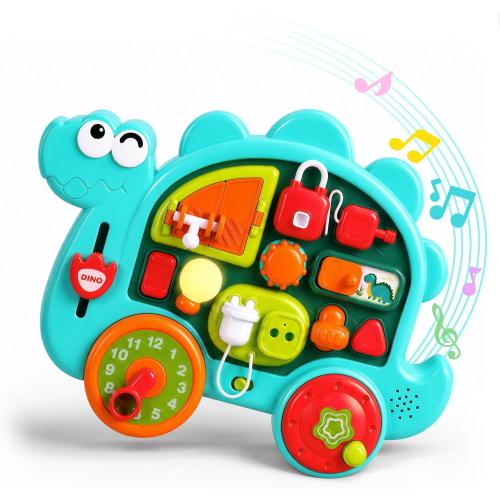 iPlay, iLearn Dinosaur Busy Board Montessori Toy for Toddlers Age 1-3, 2-4