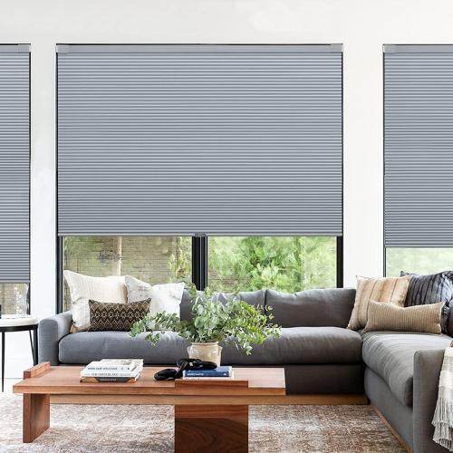 LazBlinds Cordless Cellular Shades, No Tools No Drill Light Filtering Honeycomb Shades Pleated Blinds for Windows, 34'' W x 48'' H, Dark Grey