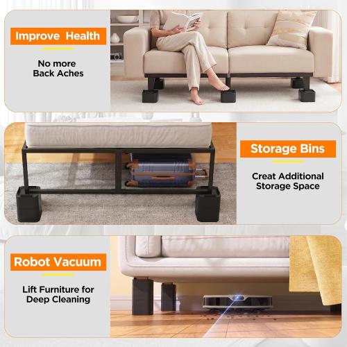 Bed Risers Furniture Risers Heavy Duty, Single Layer Lift 2 Inches