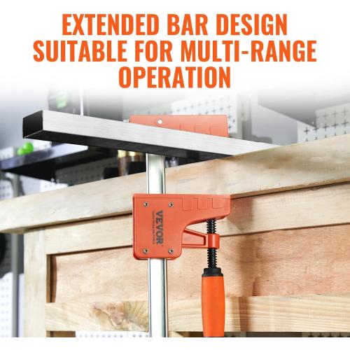 VEVOR Bar Clamps for Woodworking, 2-Pack Parallel Clamp Set, F Clamp, Even Pressure, High-strength Plastic and Carbon Steel, Wood clamps for Woodworking Metal Working