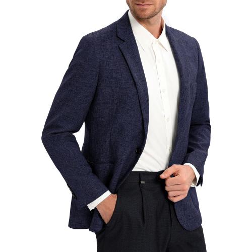 Men's Sport Coats & Blazers Linen Suit Jacket Casual Blazer for Men One Button Navy Blue M