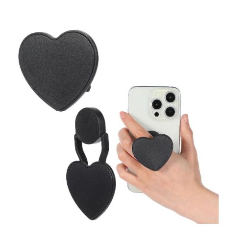 Phone Grip Foldable Cell Phone Ring Holder Finger Kickstand Adjustable Phone Kickstand Attachment Compatible with All Smartphones Pretty Black Heart)