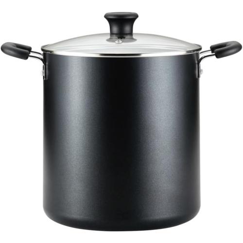 T-fal Specialty Nonstick Stockpot With Lid 12 Quart, Oven Broiler Safe 350F, Stay-Cool Handles, Kitchen, Cookware, Pots and Pans, Stock Pot, Soup Pot, Cooking Pot, Dishwasher Safe, Black