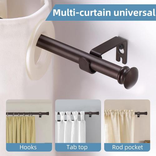 CorkLatta Bronze Curtain Rods for Windows 30 to 60 Inches with Brackets, Decorative 5/8 Inch Diameter Single Window Curtain Rod Set for Room Divider, Bedroom, Living room, Kitchen, Bathroom