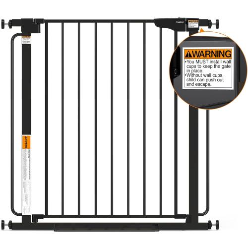Cumbor Extra Wide Baby Gate, 36.6-69 Walk-Through Dog Gate Black
