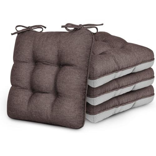 Love's cabin Memory Foam Chair Cushions Set of 4, Outdoor/Indoor Chair Pads for Dining Chairs 4 Pack, Seat Cushions for Kitchen, Dining Room, Office, Patio Chairs, 15.5x15.5x3.5 Coffee