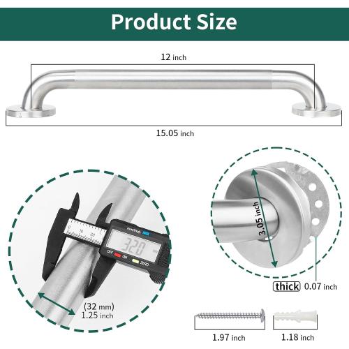 Shower Grab Bars for Seniors, Bathroom Safety Bar 12 Inch