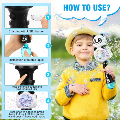 Aooess Bubble Machine for Kids Ages 4-8 Years Old, Light Up Bubble Wand