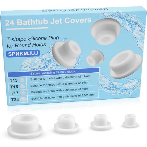 Bathtub Jet Covers Silicone Hole Plug White Tube Plugs 4 Sizes Waterproof Bathtub Plug Fit for 12mm 14mm 16mm 22-23mm Bathtub Hole