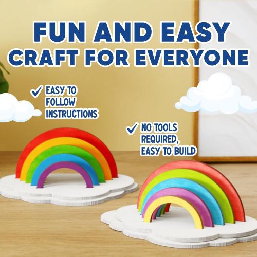 12 Rainbow Craft Kits for Kids - Paint Party Favors with Goodie Bags | Kids paint 12 wooden rainbow sets with pastel paints and brushes - birthday party favors with goodie bags included