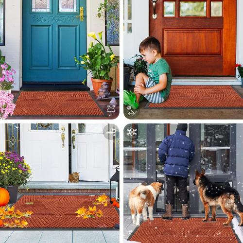 Smiry Front Door Mat Outside Entrance, Low Profile Rubber Doormat, 29.5x17