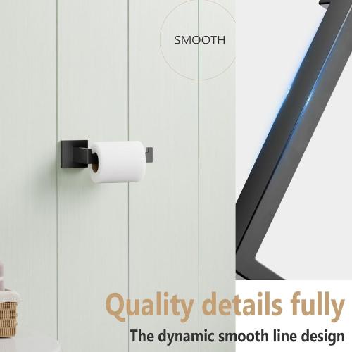 KOKOSIRI Black Toilet Paper Holders Bathroom Toilet Paper Roll Holder SUS304 Stainless Steel Contemporary Wall Mounted, Matte Black, B2003BK