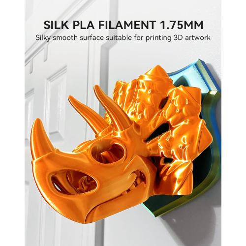 SUNLU 3D Printer Silk Filament,Shiny Silk PLA Filament 1.75mm, Smooth Silky Surface, Great Easy to Print for 3D Printers, Dimensional Accuracy  /- 0.02mm, Silk Light Gold 1KG