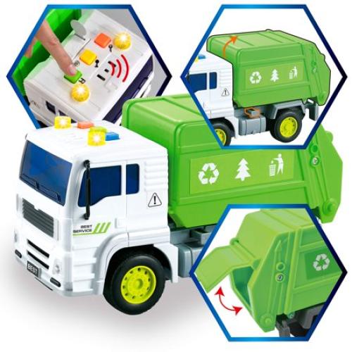 JOYIN 4 Pcs 7 Long Vehicle Toy Set, Toddlers Cars with Lights and Siren Sound,Birthday Party Gifts Toys for Boys 3-5