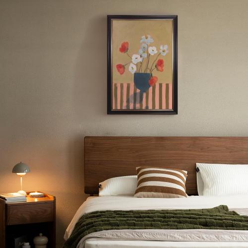 Black Framed Vintage Floral Oil Painting Canvas Wall Art Romantic Flower Bouquet Poster Classic Botanical Colorful Artwork Elegant Rustic Aesthetic Prints for Bedroom Home Decor 12x16inch