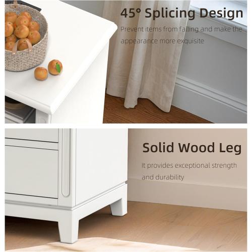 24 Wide Farmhouse Nightstand with Charging Station, Solid Wood End Table with 2 Large Drawers & Open Shelf, Bedside Table with USB Ports and Outlets, Side End Table for Bedroom 1 ? BROWN ‼️