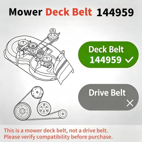 144959 Deck Belt, 532144959 1/2 x 95.5 Kevlar Belt Replacement for Craftsman LT1000 LT2000 LT3000 DYT4000 42 Riding Mower, Replaces 130801 138255 160855 24690, Compatible with Husqvarna Poulan AYP