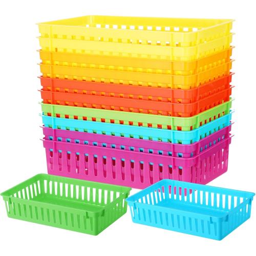 Wenqik Set of Small Plastic Baskets for Organizing, Colorful