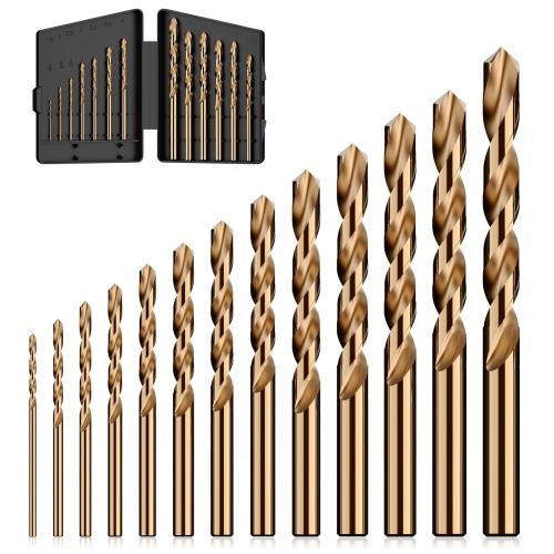 13Pcs(1/16-1/4) Cobalt Drill Bit Set M35 HSS Jobber Length