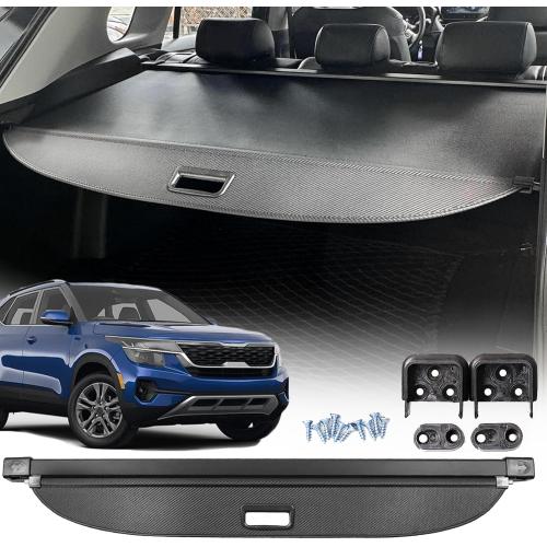 Cargo Cover for 2020-2024 Kia Seltos Accessories,(Carbon Fiber Texture) Retractable Trunk Cover Fits for Kia Seltos 2020-2024 Accessories Rear Trunk Security Protector