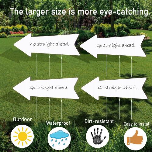 ‌Jumbo 6-Pack Blank Arrow Yard Signs with Stakes - 33x12 Oversized Wedding Directional Signs, Birthday Party Decorations, This Way Arrow Signs for Outdoor Events, Reusable Yard Markers