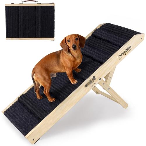 2026 Upgraded Dog Ramp for Couch - Foldable Small Dog Ramp for Bed - 4 Adjustable Height from 12 to 20 - Portable Pet Stairs with Non-Slip Pad - Pet Ramps Use for Low Bed Couch Steps Up to 60LBS