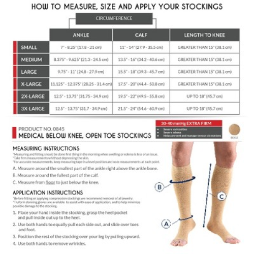 Truform 30-40 mmHg Compression Stockings for Men and Women, Knee High Length, Open Toe Beige Medium