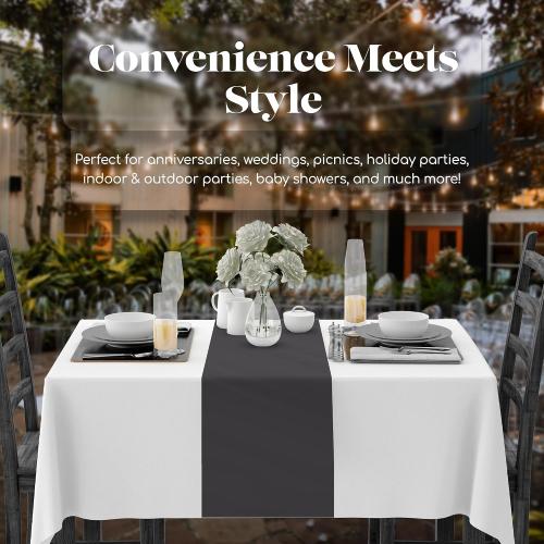 Dark Grey 3 Pack Premium Disposable Plastic Table Runner 54 x 108 Inch. Table Runner for Dinner Parties & Events by Grandipity