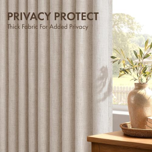 MIULEE 4 Panels Set Pinch Pleated Linen Curtains 96 Inches Long Cream White