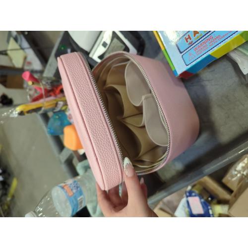 RSRSLEII Waterproof PU Leather Makeup Bag, Portable Toiletry Bag (02Pink)