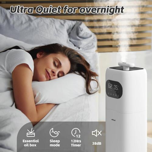 Humidifier Large Room, 2.3Gal/9L Room Humidifiers for Bedroom with with Timer, 360°Nozzle, Large Cool Mist Humidifier with Aroma Box, School, Office, Warehouse, White